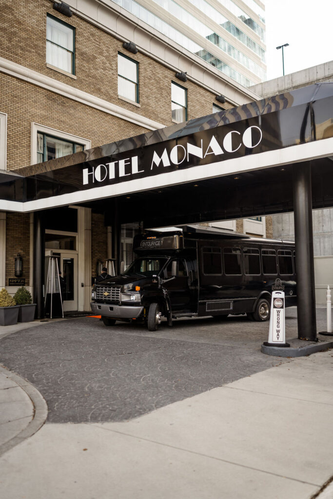 Nashville elopement photographer captures outside of Hotel Monaco in Salt Lake City