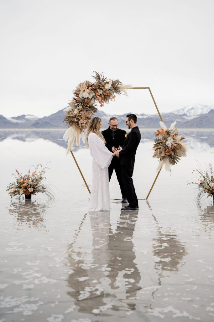 Utah elopement photographer captures couple celebrating recent marriage 