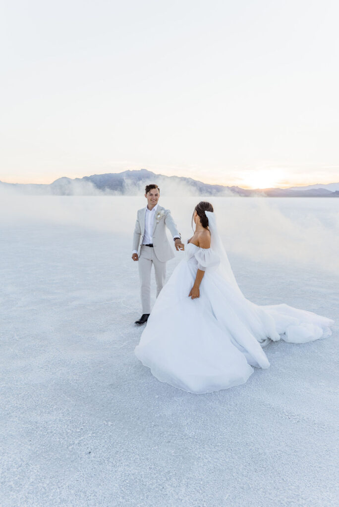 Utah elopement photographer captures couple walking together