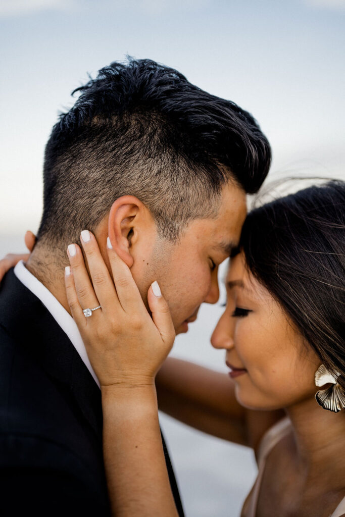 Utah elopement photographer captures close up of man and woman embracing