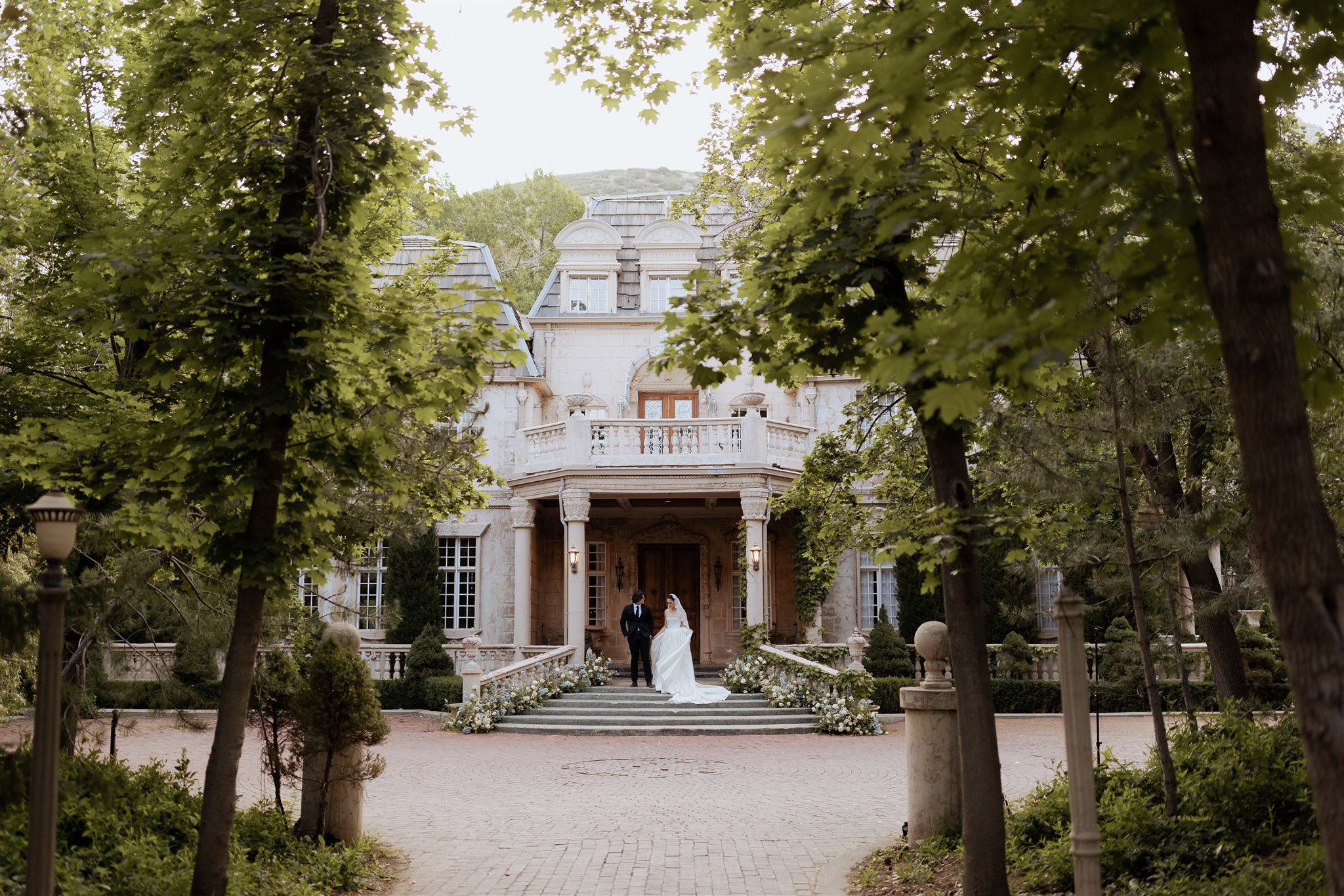 Photo in La Caille of a bride and groom on their wedding day in Utah.