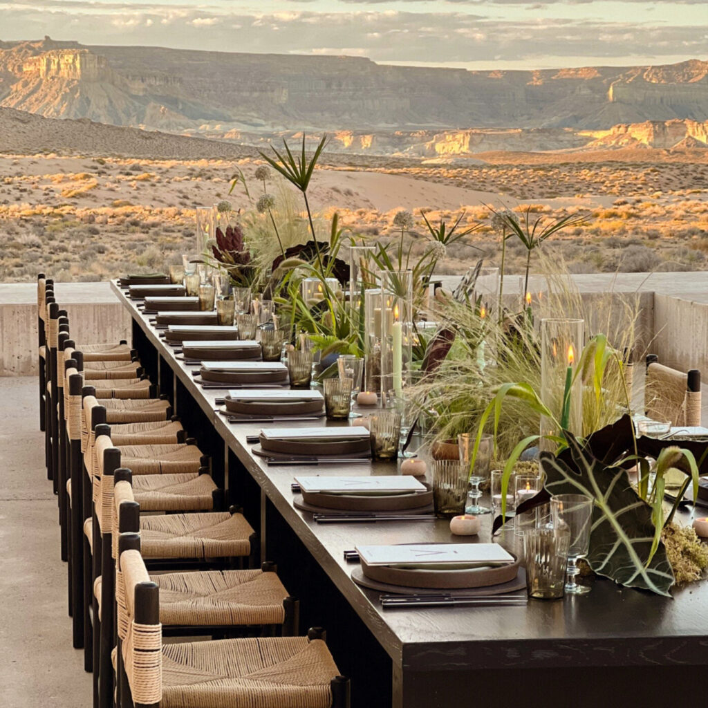 Amangiri tablescape for a wedding in Utah.